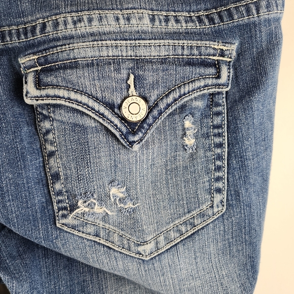 Vigoss Women Skinny Jean Mid Rise Distressed Flap Pocket Med Blue Sz 17 (36x30) - Picture 12 of 14